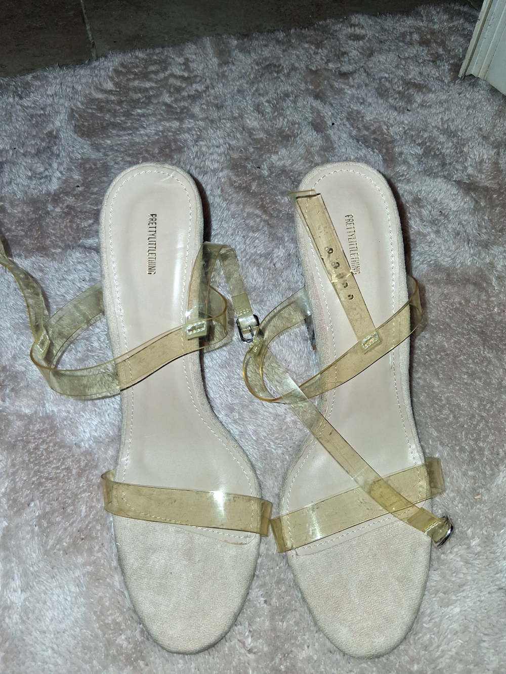 PrettyLittleThing Clear Strap Nude Sandals